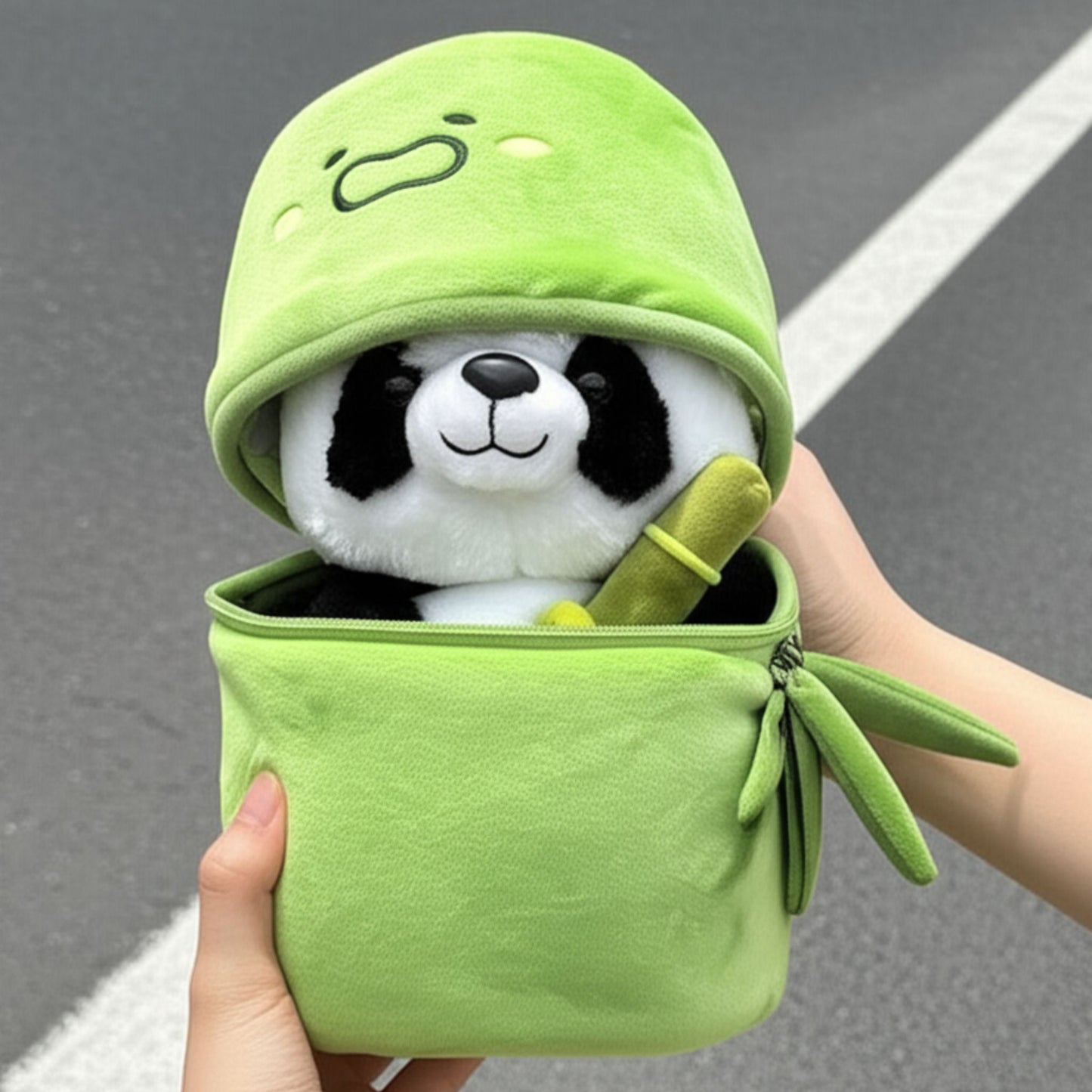 Cute Panda Plush with Bamboo