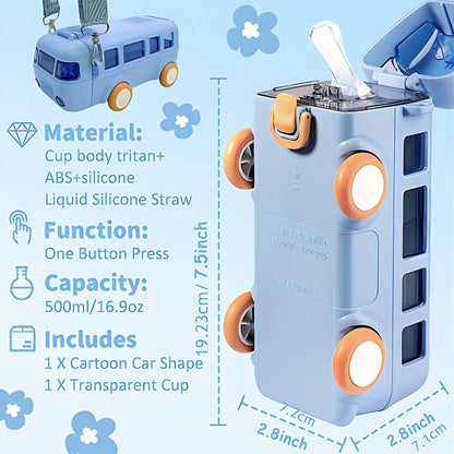 Bus Water Bottle Kids Sipper With Straw